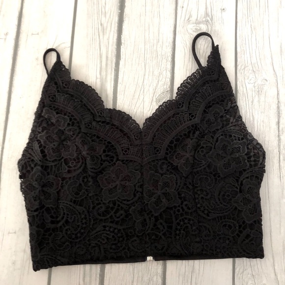 Paper Crane Tops - Black embroidered crop top